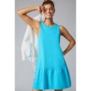 Nation LTD Anthropologie Harumi Dress L Blue Cotton Poplin Button Back Casual